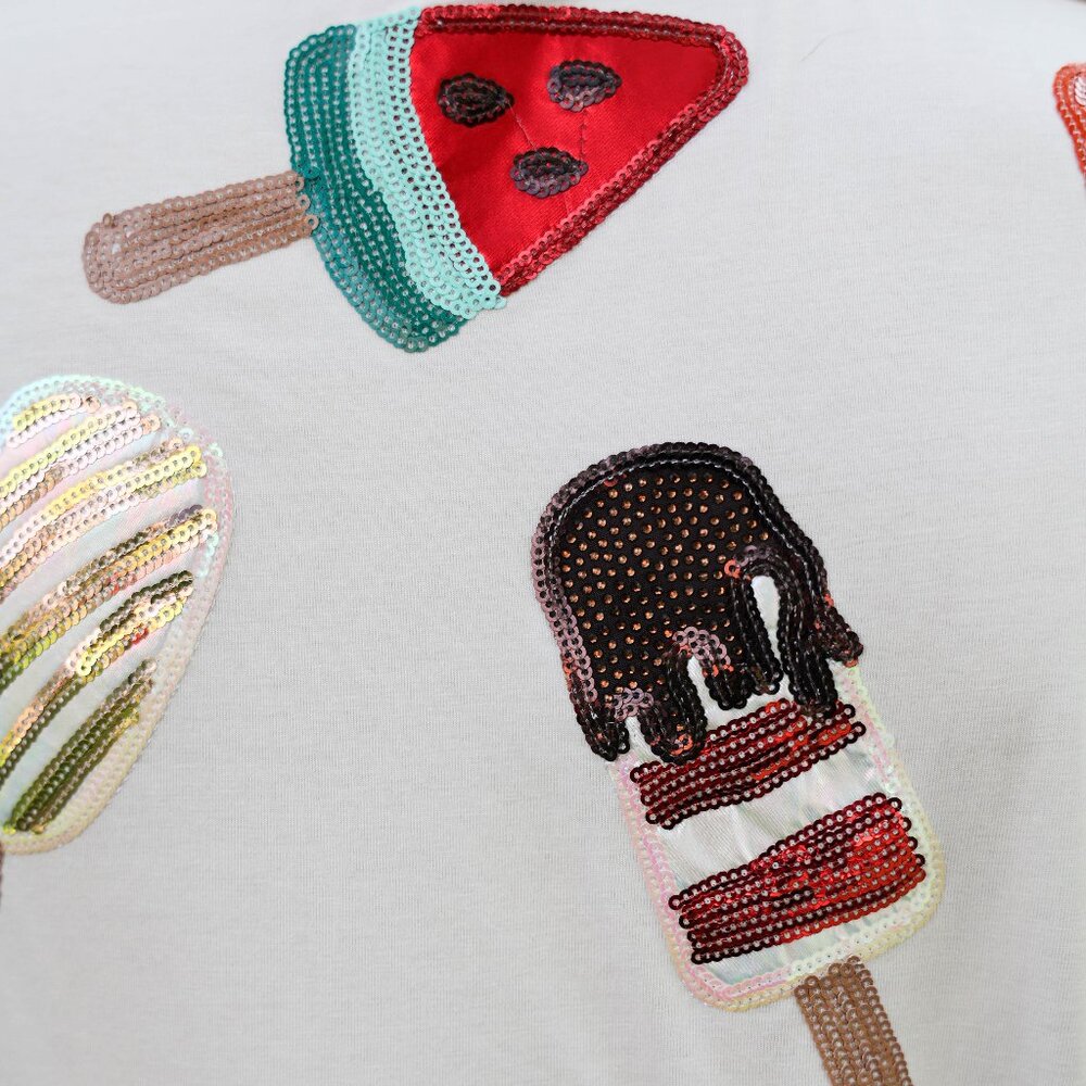 NWT Queen Of Sparkles White Scattered Multi Color Popsicle Tee - Picture 2 of 9